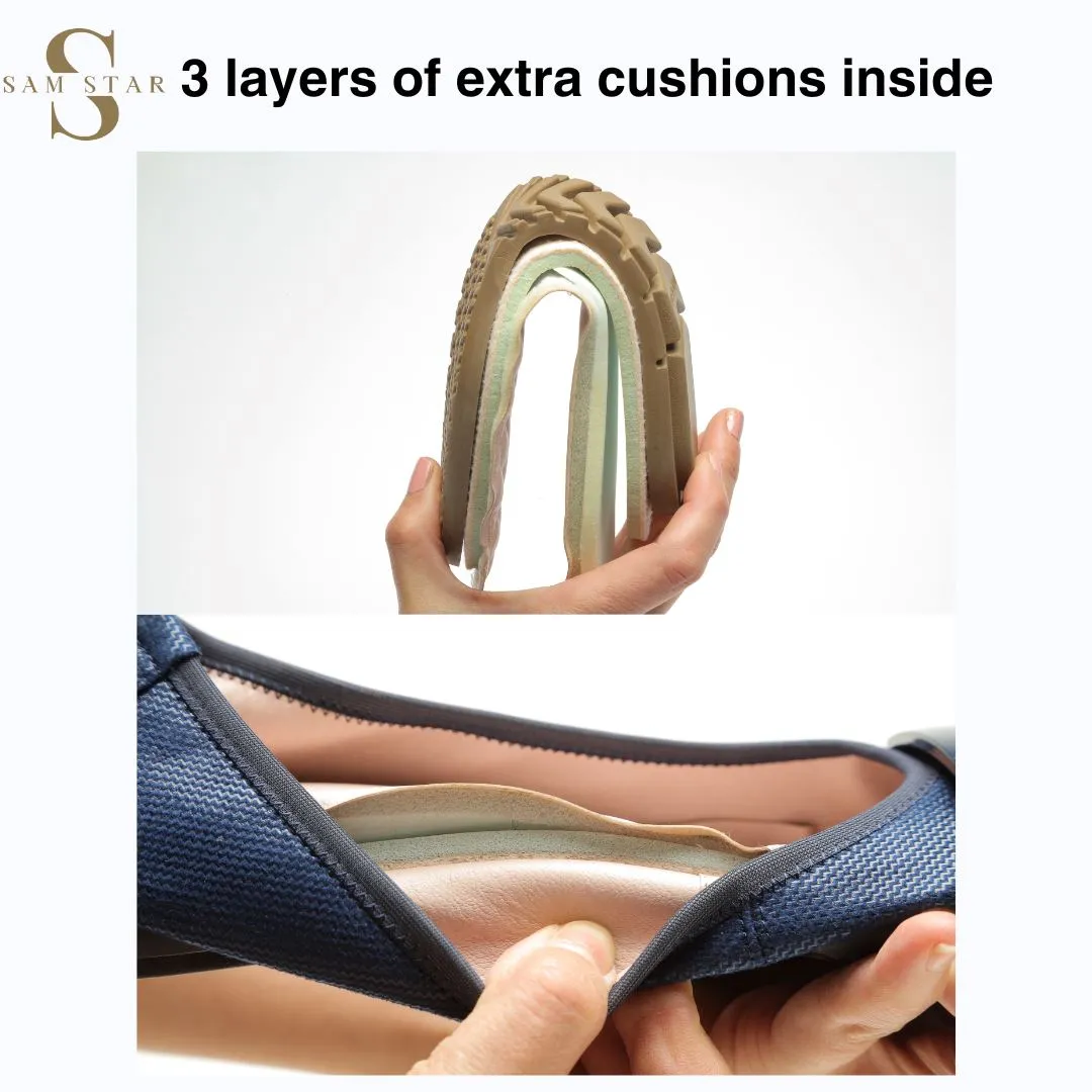12W01 Leather Pointy buckle pumps with extra cushions (SALE)