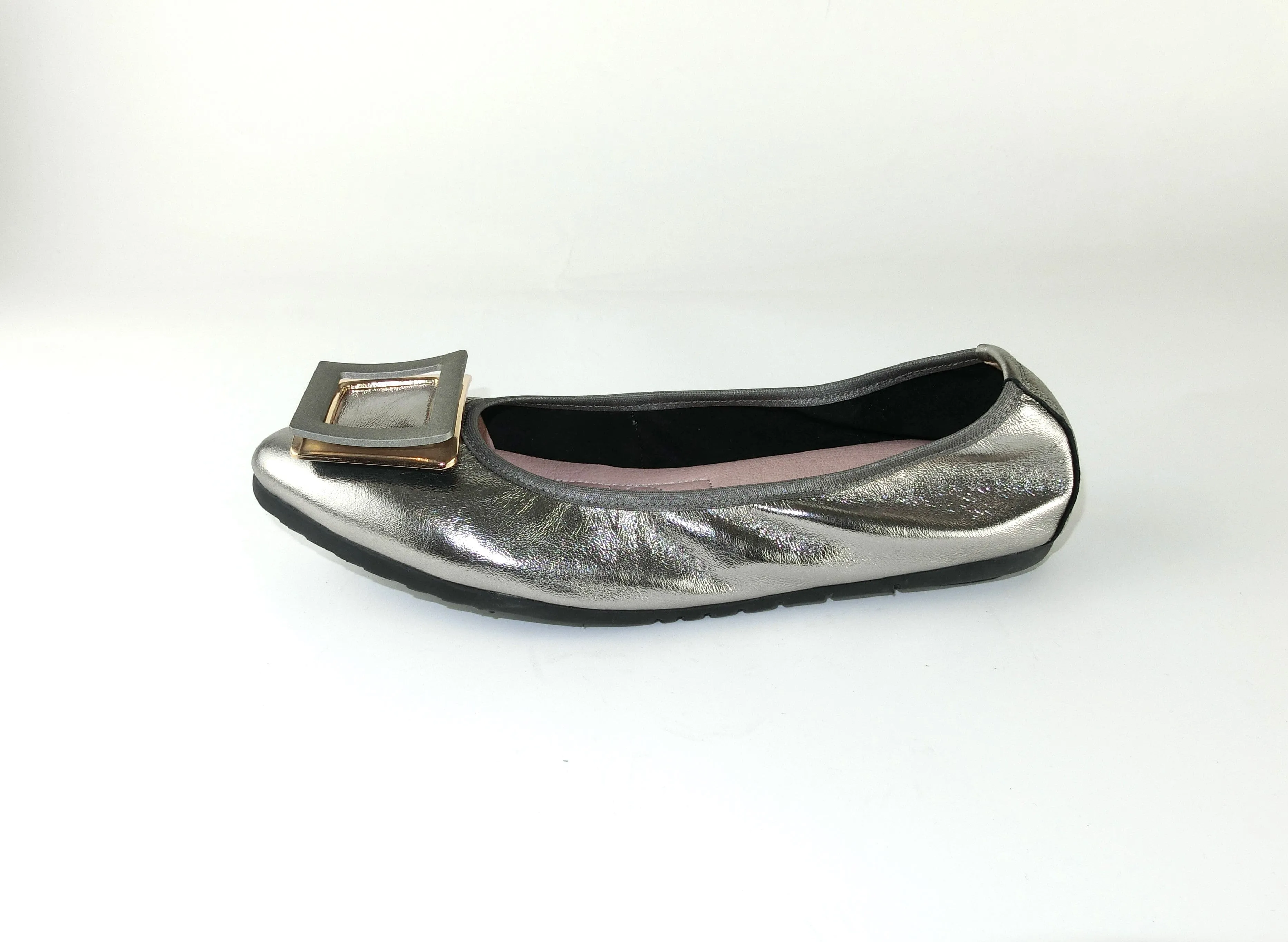 12W01 Leather Pointy buckle pumps with extra cushions (SALE)