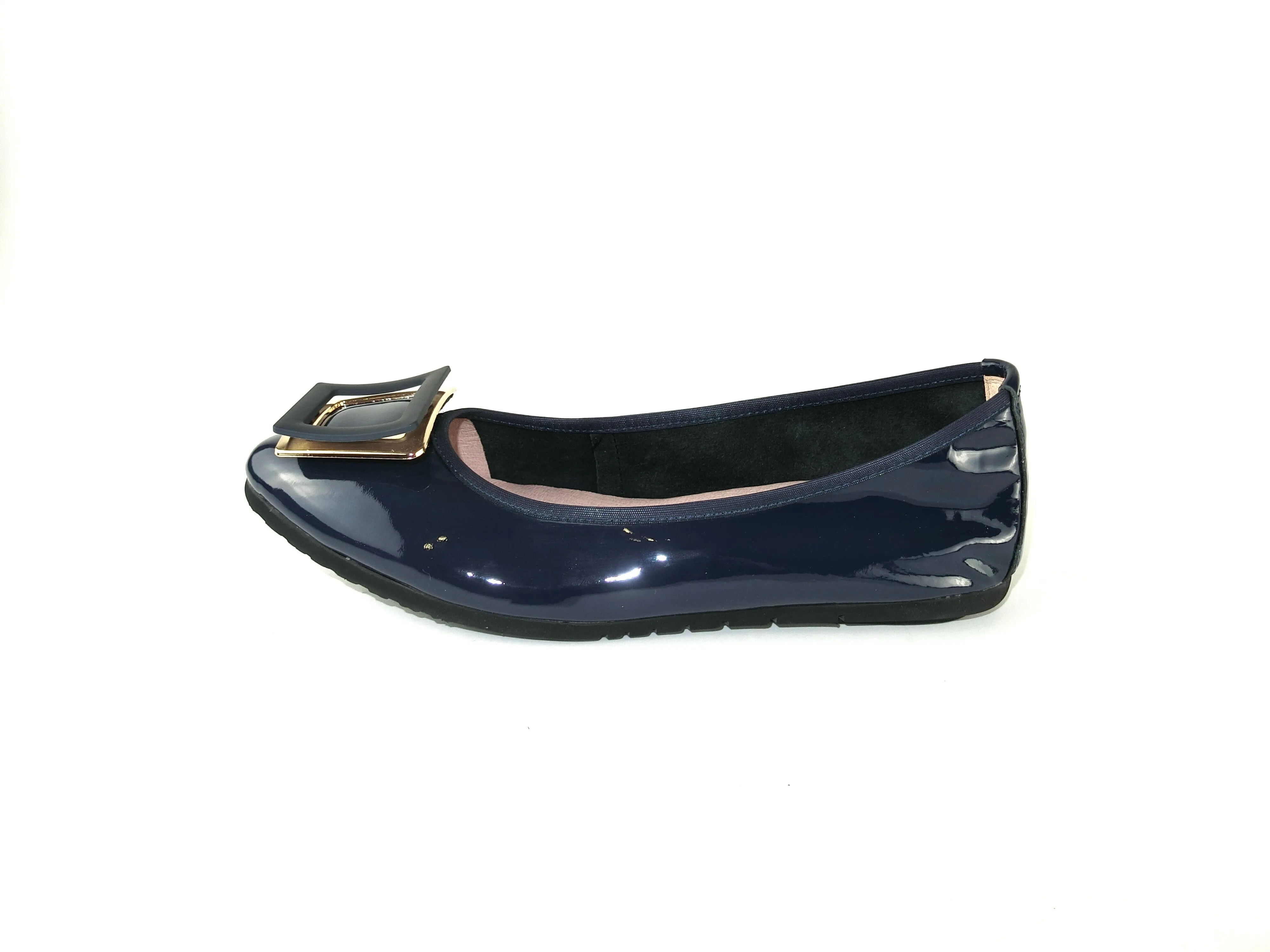 12W01 Leather Pointy buckle pumps with extra cushions (SALE)