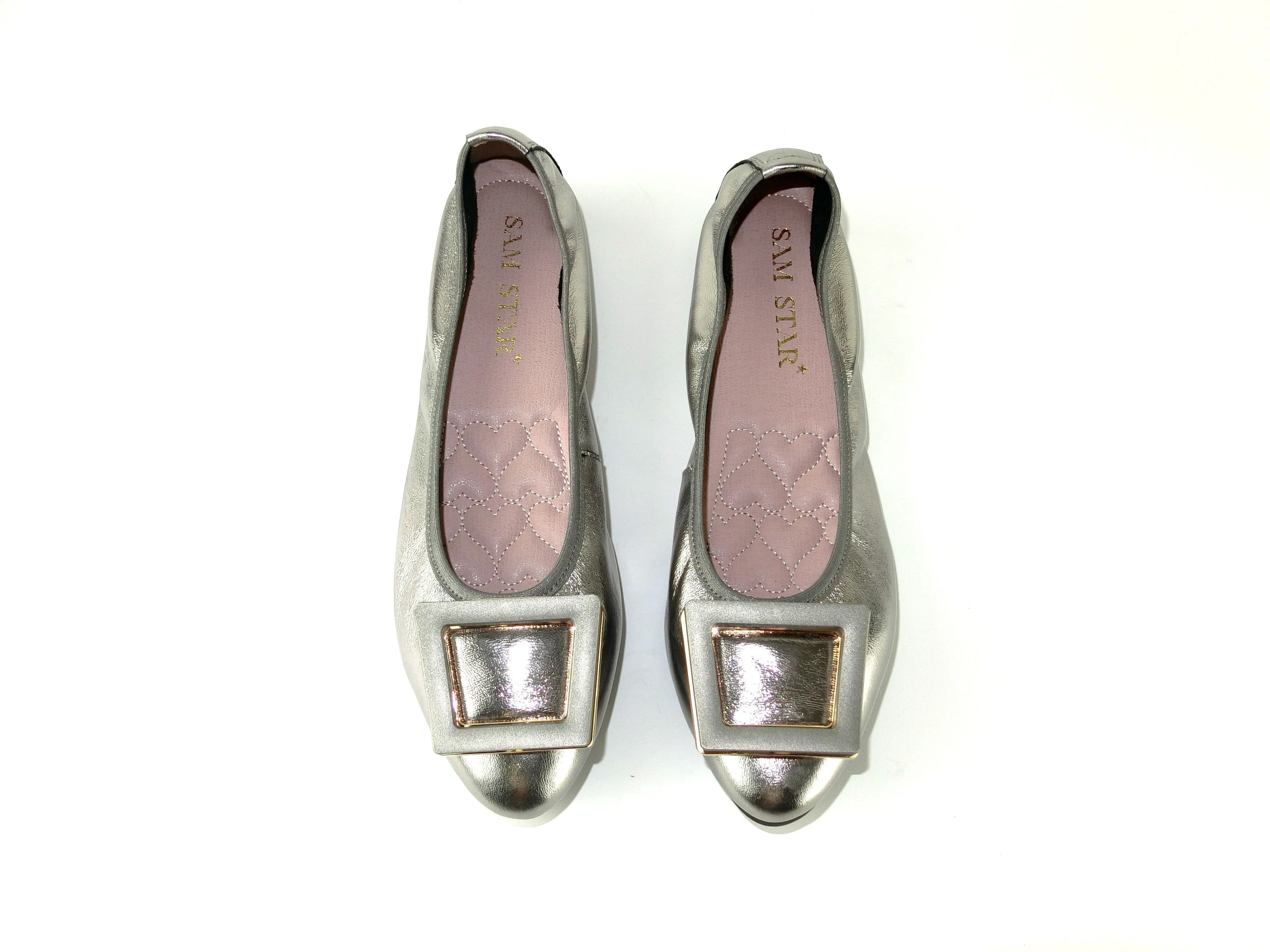 12W01 Leather Pointy buckle pumps with extra cushions (SALE)