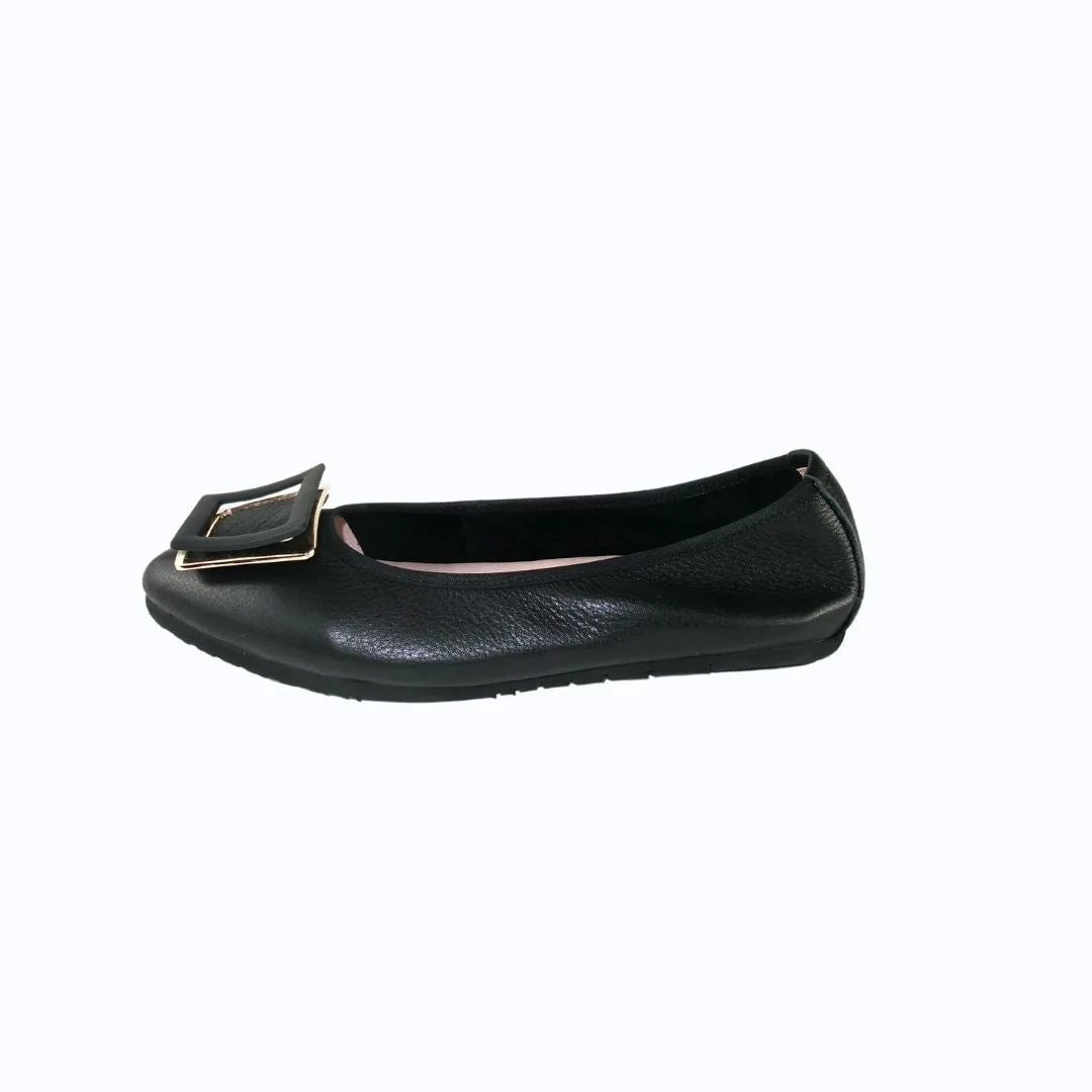 12W01 Leather Pointy buckle pumps with extra cushions (SALE)