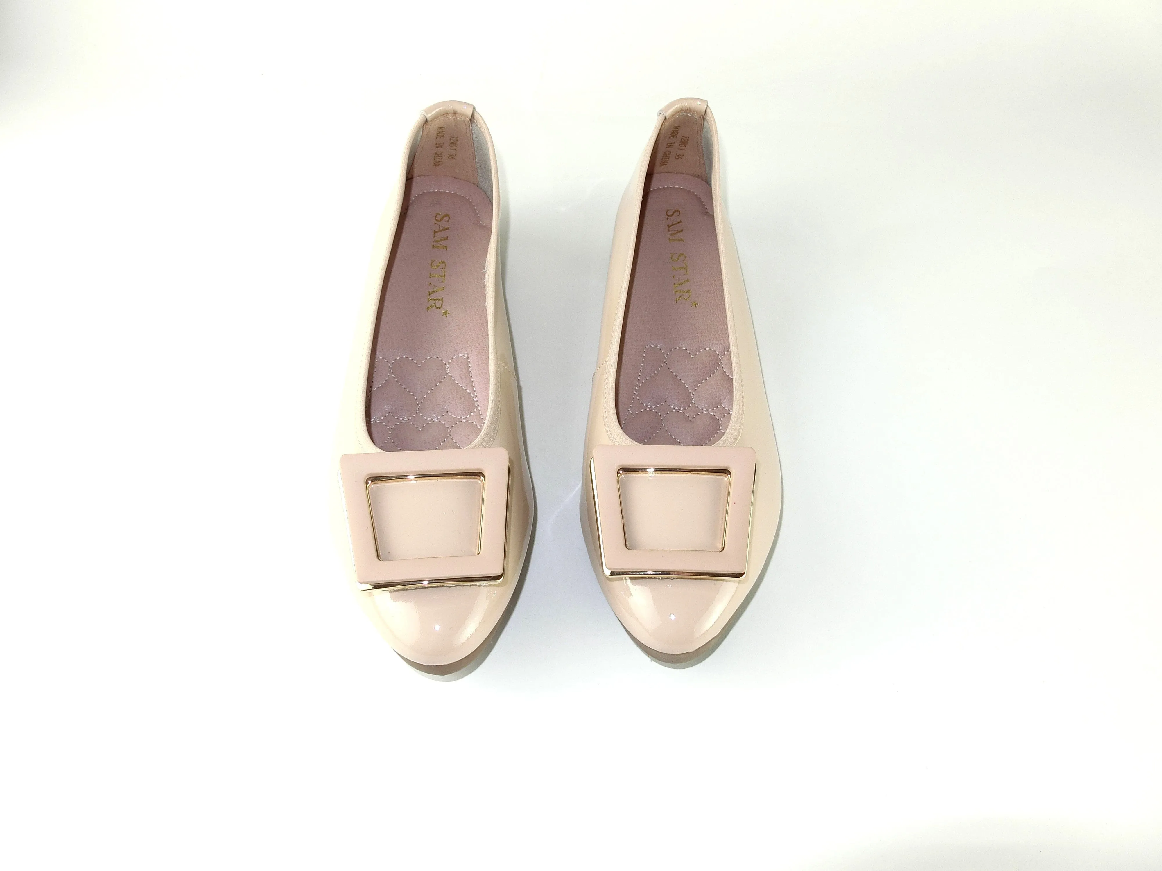 12W01 Leather Pointy buckle pumps with extra cushions (SALE)