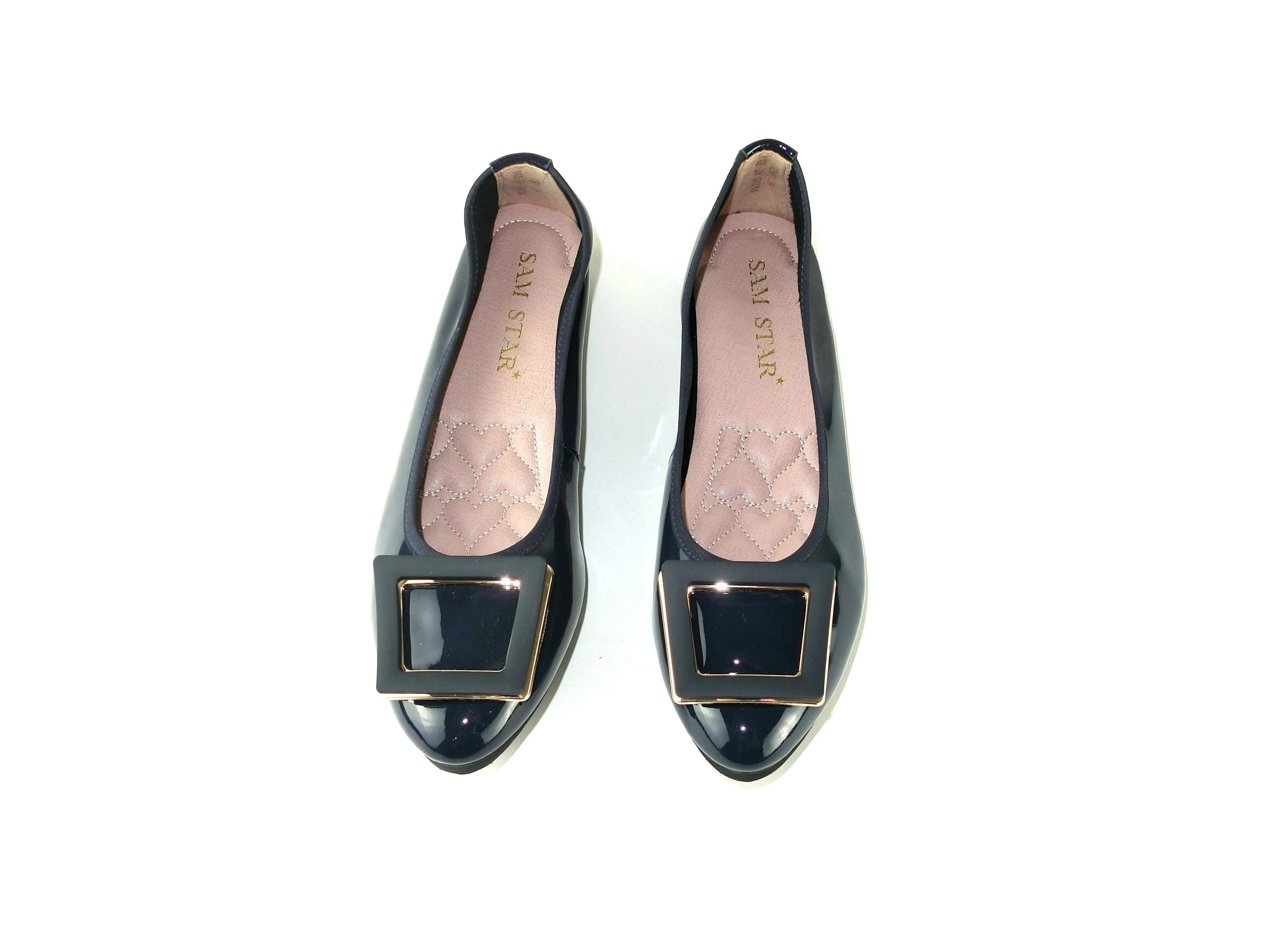 12W01 Leather Pointy buckle pumps with extra cushions (SALE)