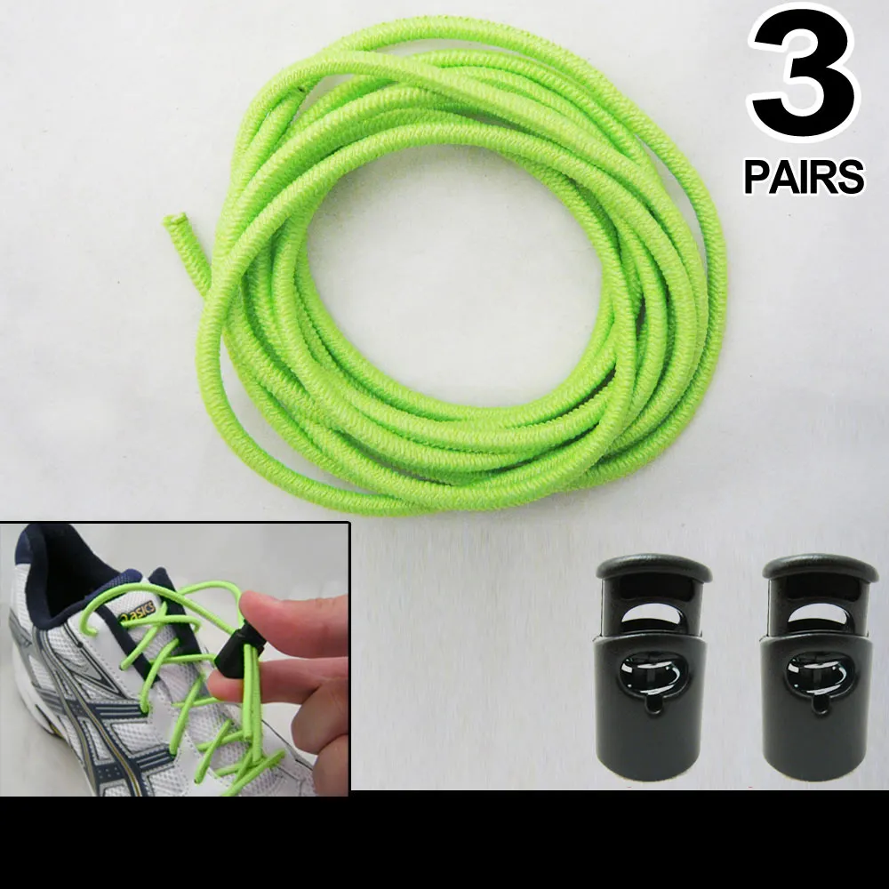 3 No Tie Elastic Shoelace Lock Laces Shoe Strings Fastening Locking Toggle Sport