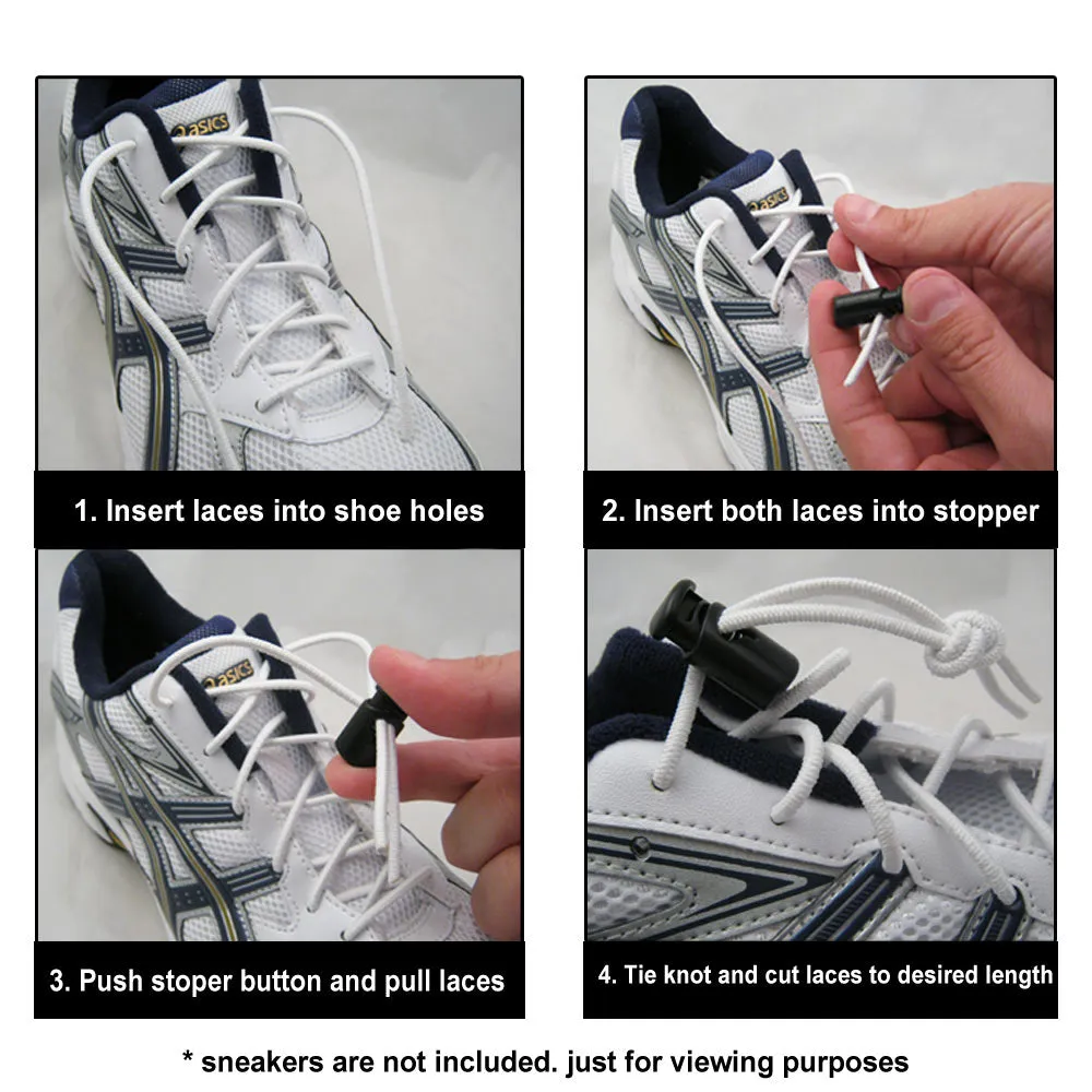 3 Pairs Elastic Shoe Laces Triathlon Marathon Running Run Shoelace Release Blue