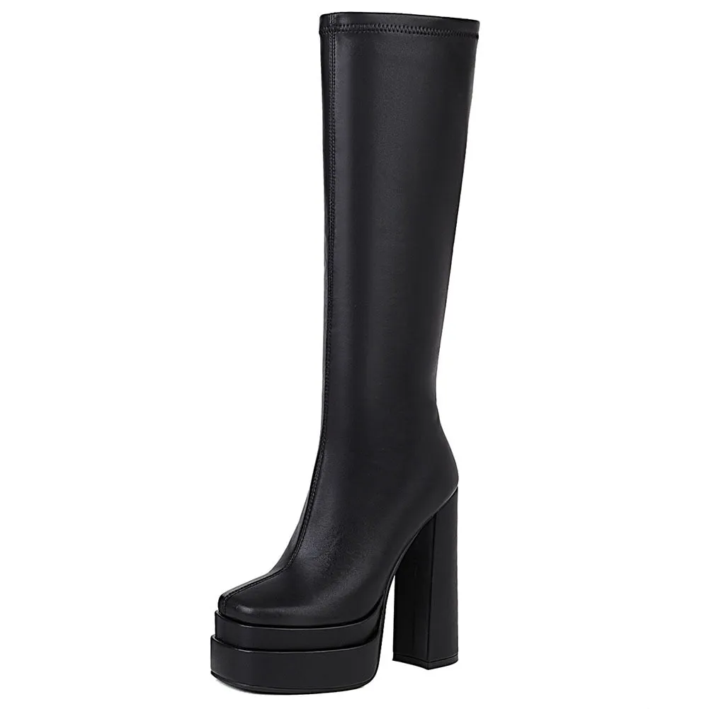 Amozae--Christmas Gift Female Motorcycle Boots For Women Platform Chunky Heel Fashion   High Quality Boot Platform Chunky Heel Black women's Shoes