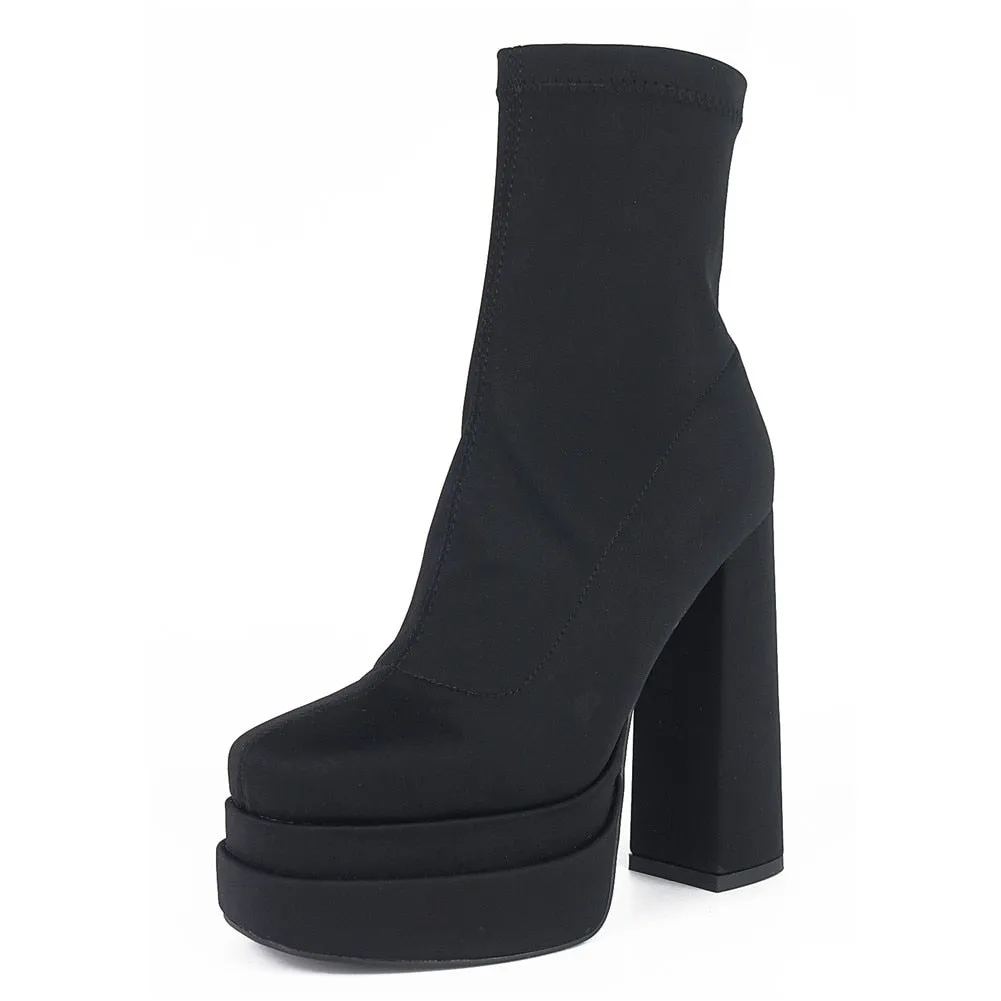 Amozae--Christmas Gift Female Motorcycle Boots For Women Platform Chunky Heel Fashion   High Quality Boot Platform Chunky Heel Black women's Shoes