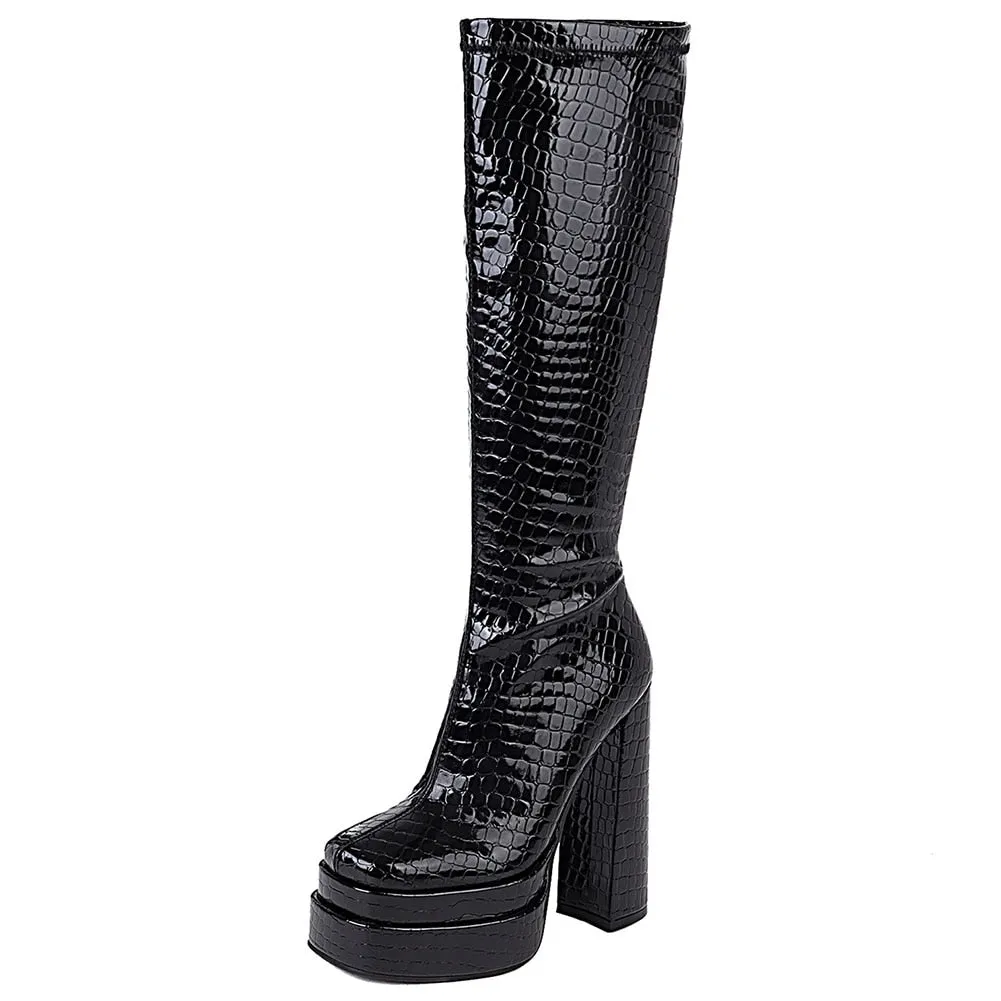 Amozae--Christmas Gift Female Motorcycle Boots For Women Platform Chunky Heel Fashion   High Quality Boot Platform Chunky Heel Black women's Shoes