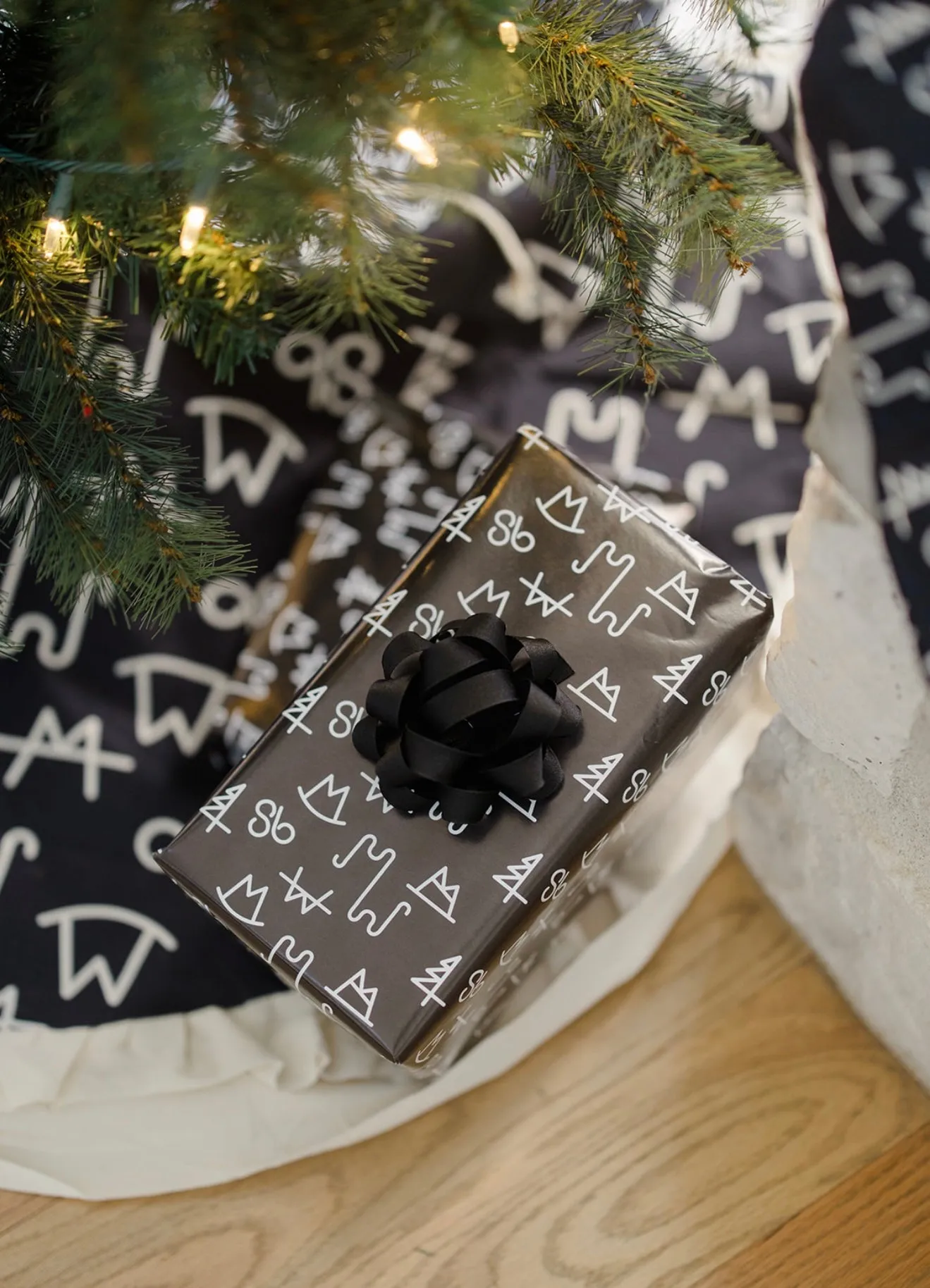Black Brand Christmas Tree Skirt