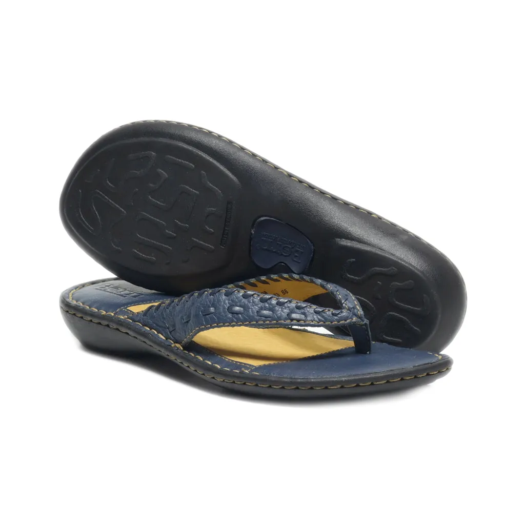 Born Flip Flops Leather Blue Colour For Women