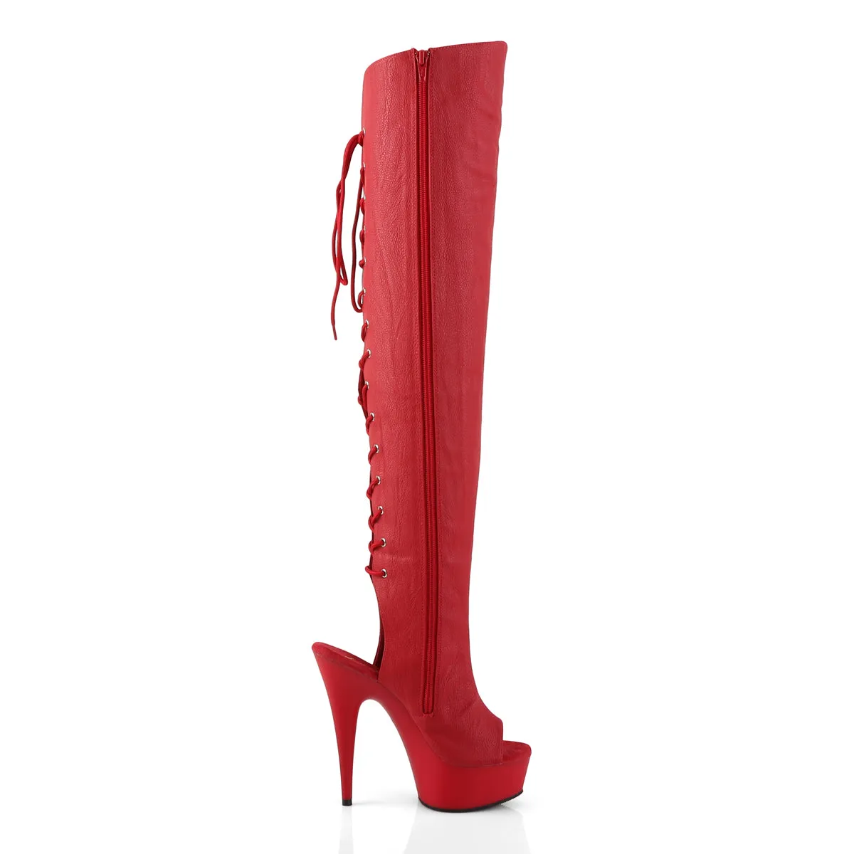 DELIGHT-3019 Pleaser Red Faux Leather Sexy Platform Shoes (Pole Dancing Heels)