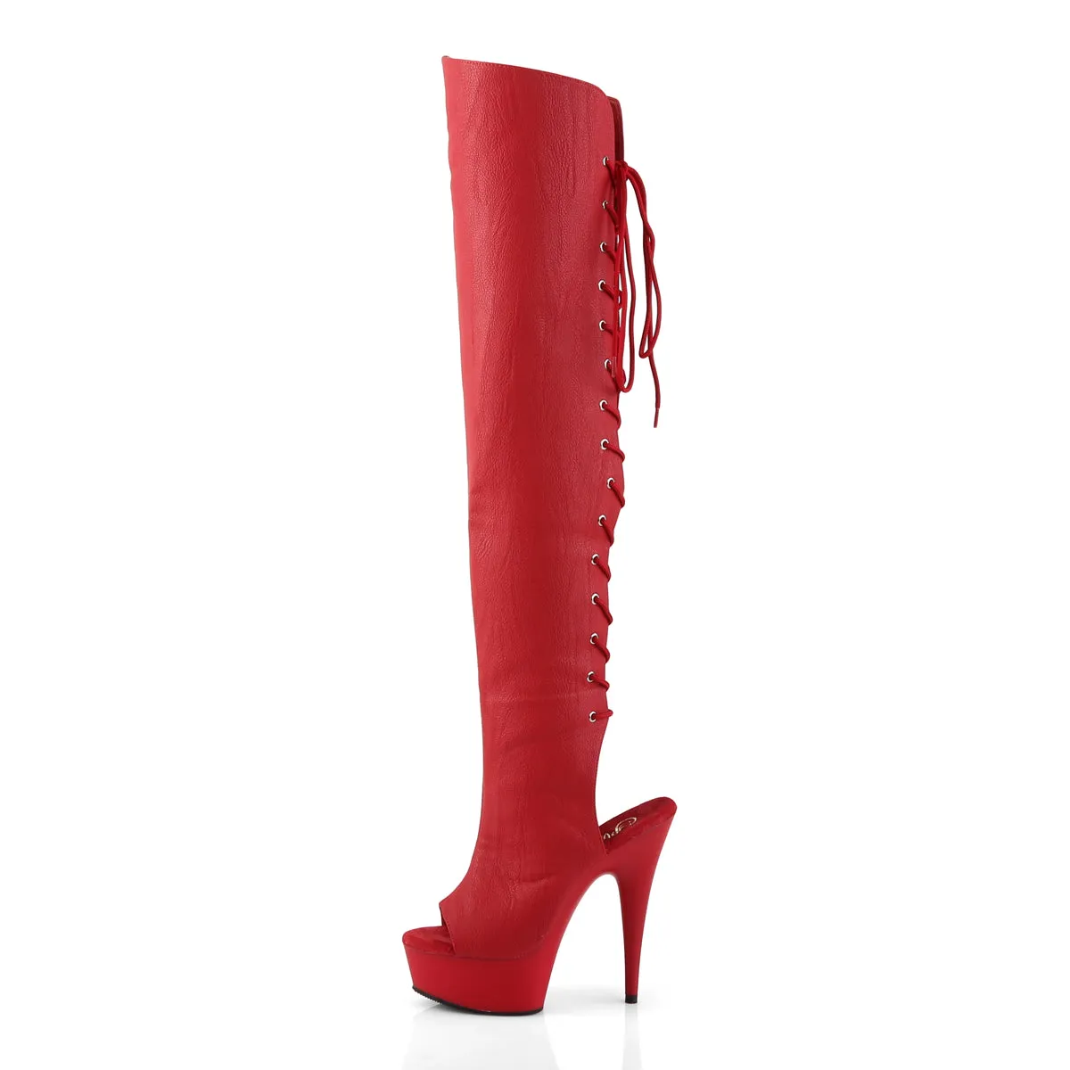 DELIGHT-3019 Pleaser Red Faux Leather Sexy Platform Shoes (Pole Dancing Heels)