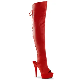 DELIGHT-3019 Pleaser Red Faux Leather Sexy Platform Shoes (Pole Dancing Heels)