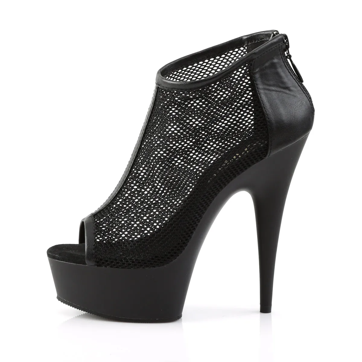 DELIGHT-600-12 Pleaser Black Faux Leather Sexy Platform Shoes (Pole Dancing Heels)