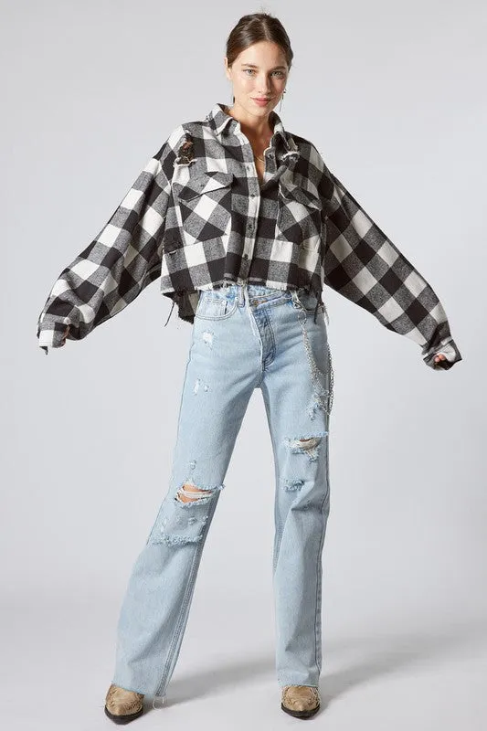 DESTROYED PLAID TOP Brand: Signature8