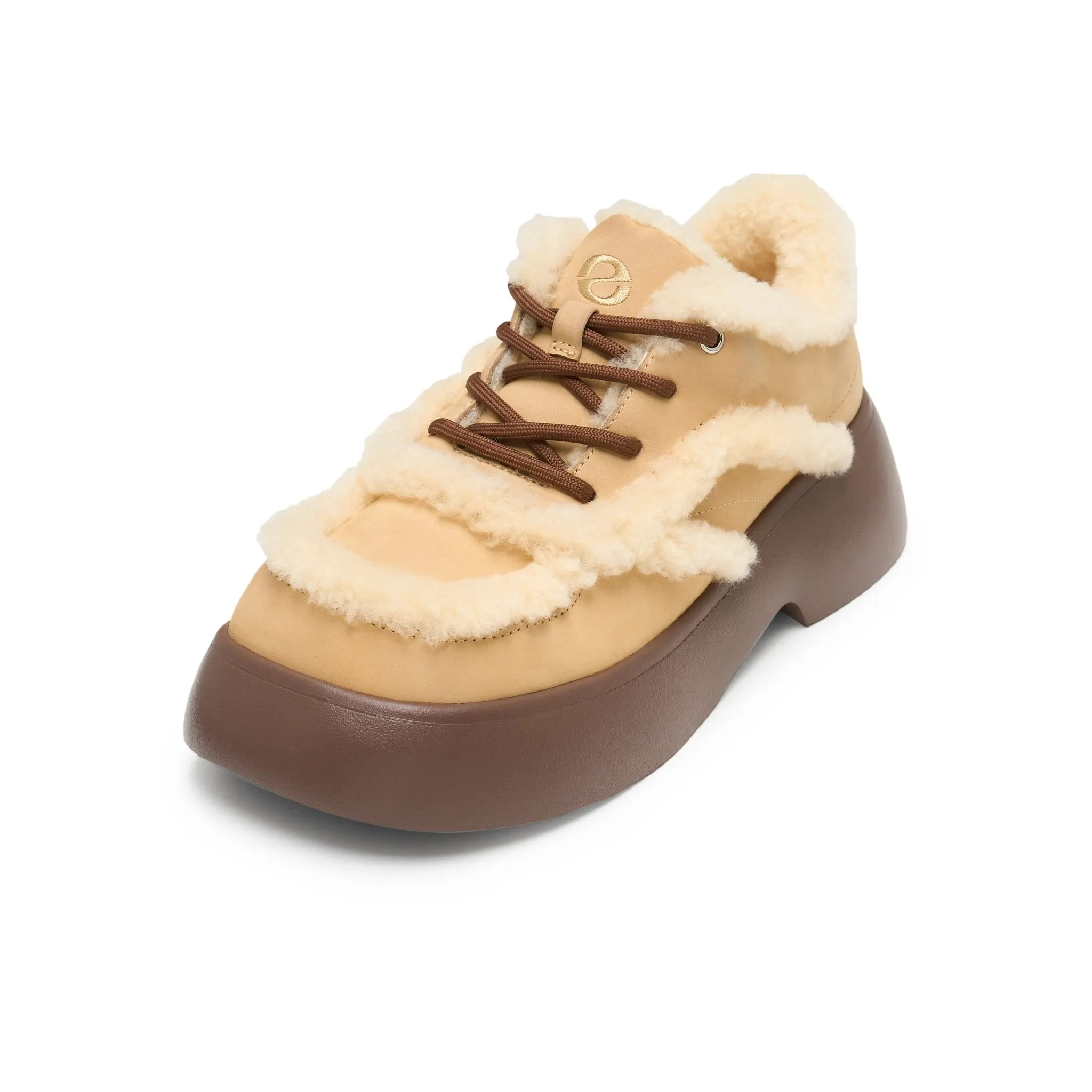 Fluffy Round Toe Thick Soled Breadboard Shoes In Maize Yellow