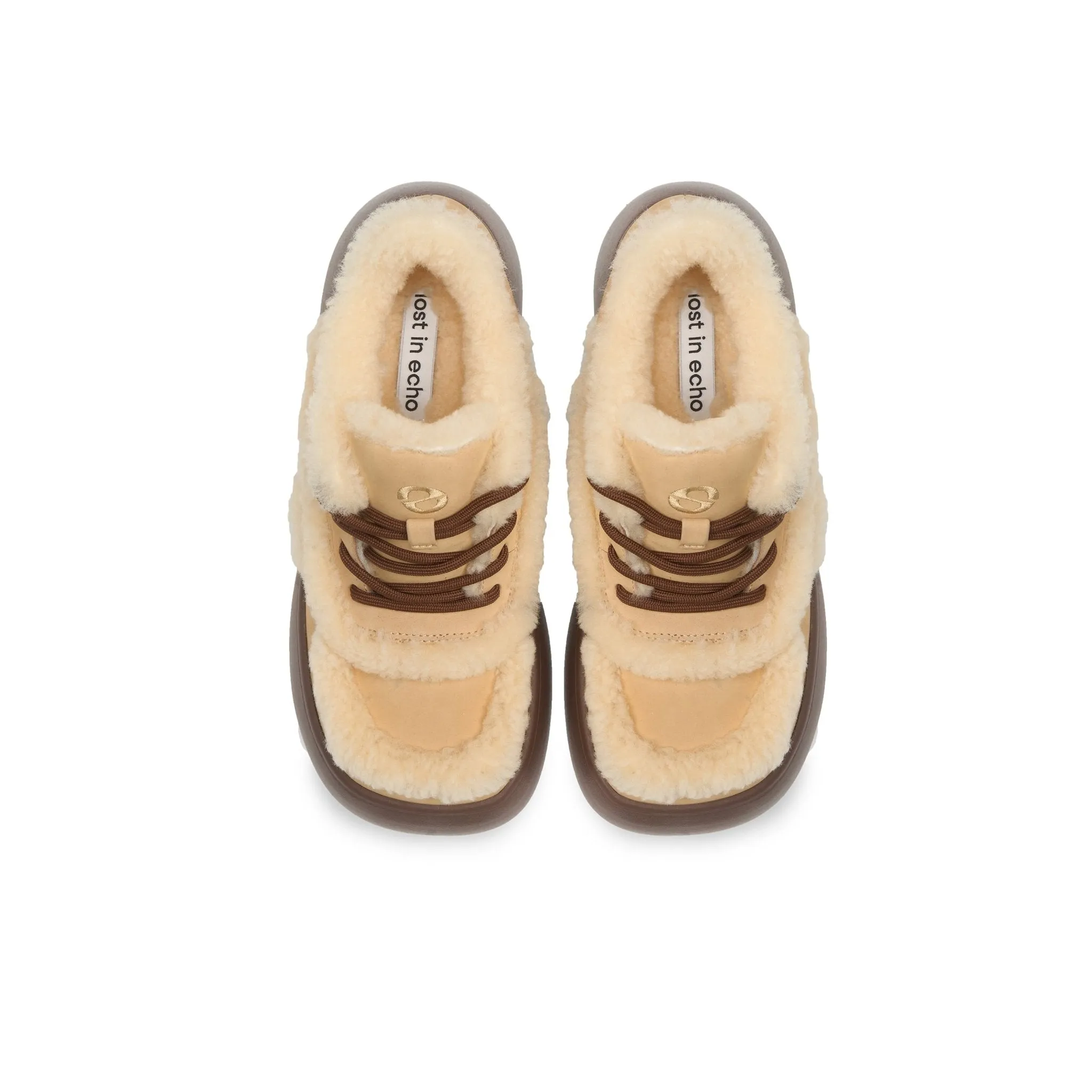 Fluffy Round Toe Thick Soled Breadboard Shoes In Maize Yellow