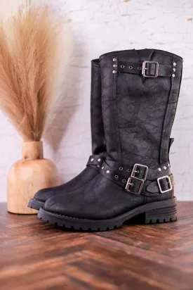 Forever Boots with Buckle Details in Black
