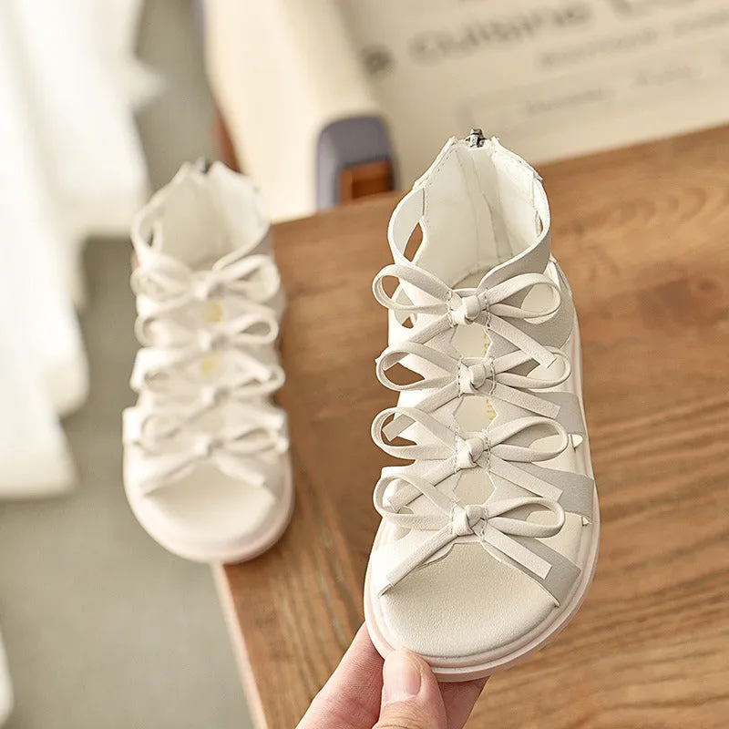 Girls Sandals Gladiator Flowers Sweet Soft Children's Beach Shoes