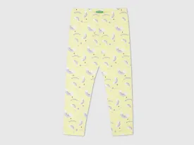 Girls Yellow Rainbow Printed Leggings