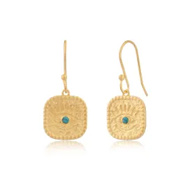 Gold Square Turquoise Studs