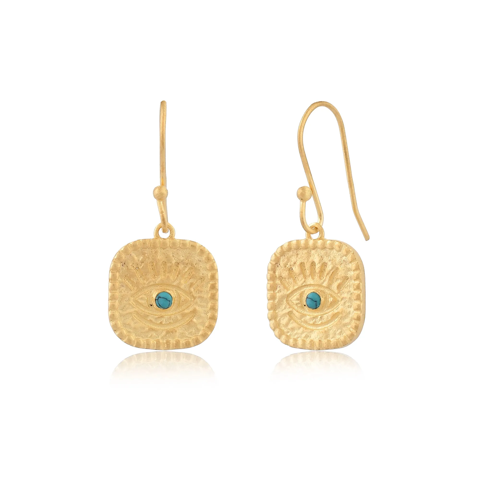 Gold Square Turquoise Studs
