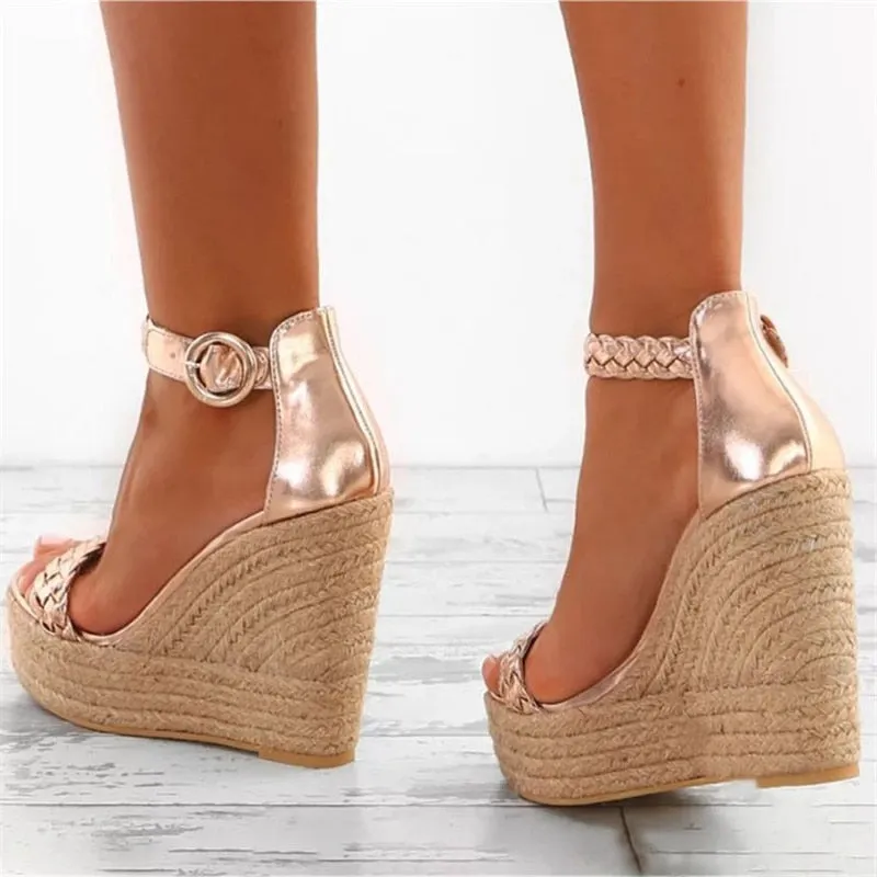 Golden white Summer Sexy Platform Shoes Wedges