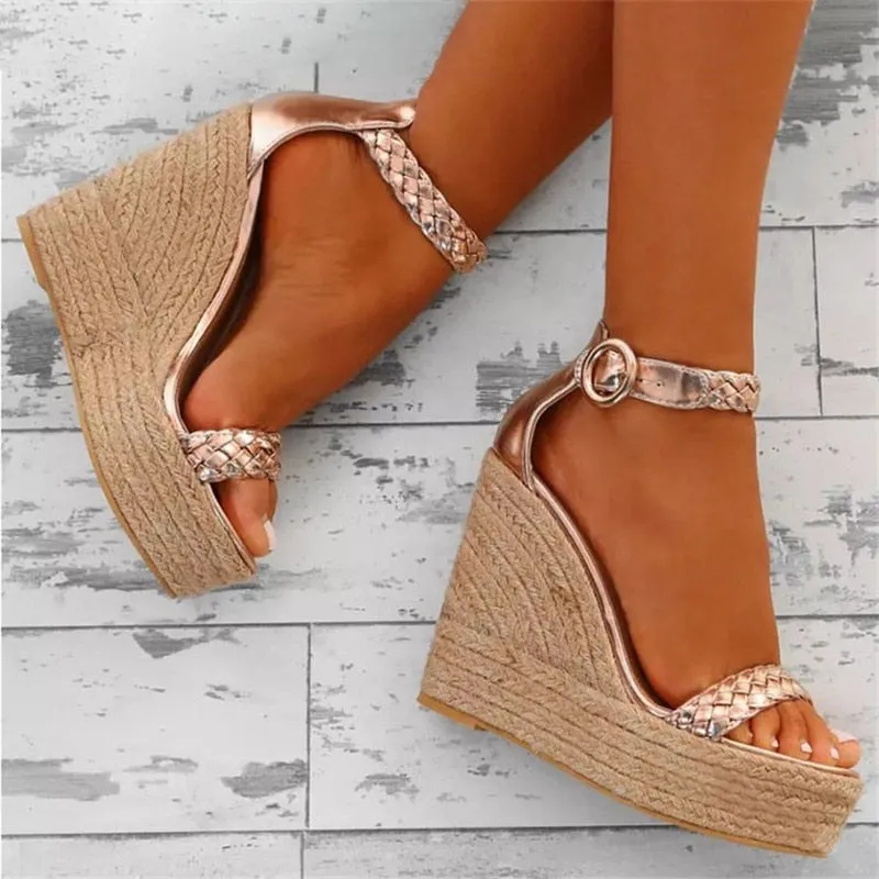 Golden white Summer Sexy Platform Shoes Wedges