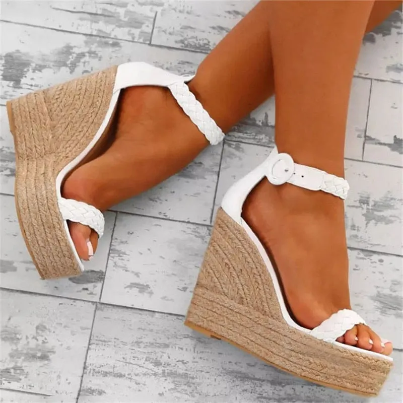 Golden white Summer Sexy Platform Shoes Wedges