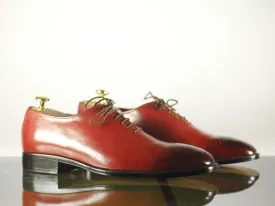 Handmade Men's Burgundy Color Leather Brogue Toe Lace Up Shoes, Men Designer Dress Formal Luxury Shoes
