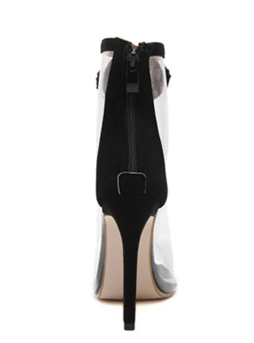 High Heel Peep Toe Transparent Clear Ankle Boots