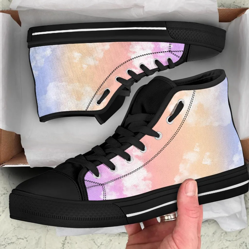 High Top Sneakers - Cloudy (Black) | Custom Sneakers Women, Custom Women's Sneakers, Customized Sneakers, Woman's Colorful Sneakers
