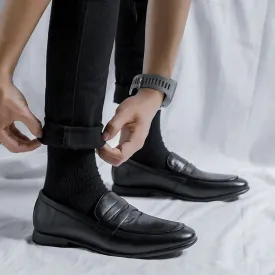 Hnzxzm Genuine Leather Shoes Men Brogues Soft Cow Leather Mens Casual Shoes Brand Male Business Shoes Flat Black A4635