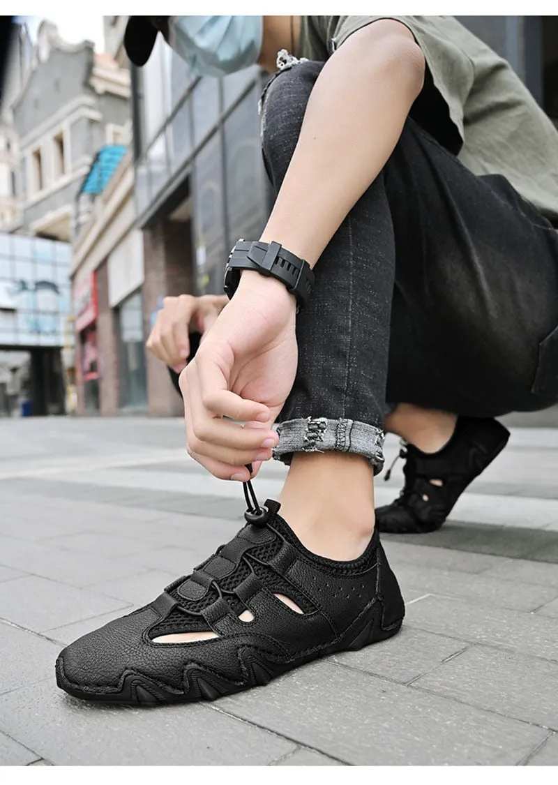 Hnzxzm New Summer Holiday Beach Shoes Mens Casual Shoes Flat Breathable Brand Male Footwear Fashion Cool Man Mesh Shoes A4702
