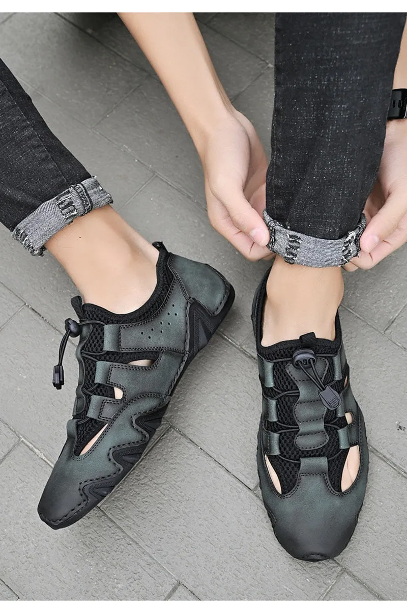Hnzxzm New Summer Holiday Beach Shoes Mens Casual Shoes Flat Breathable Brand Male Footwear Fashion Cool Man Mesh Shoes A4702