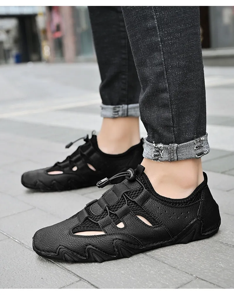 Hnzxzm New Summer Holiday Beach Shoes Mens Casual Shoes Flat Breathable Brand Male Footwear Fashion Cool Man Mesh Shoes A4702