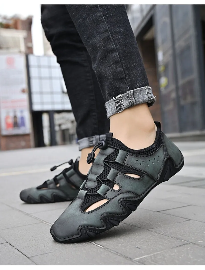 Hnzxzm New Summer Holiday Beach Shoes Mens Casual Shoes Flat Breathable Brand Male Footwear Fashion Cool Man Mesh Shoes A4702