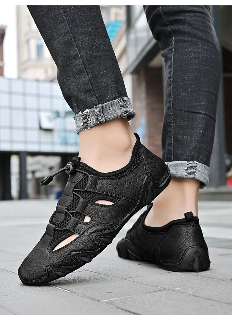 Hnzxzm New Summer Holiday Beach Shoes Mens Casual Shoes Flat Breathable Brand Male Footwear Fashion Cool Man Mesh Shoes A4702