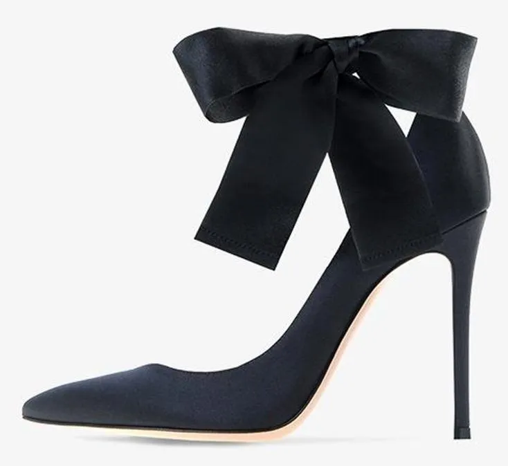 Lace-Up Satin Pumps - Black or Red