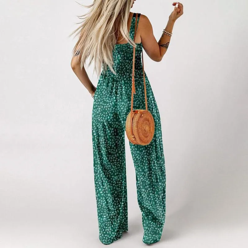 Limited Time 50% OFFWomens Casual Print Sleeveless Overalls Jumpsuits