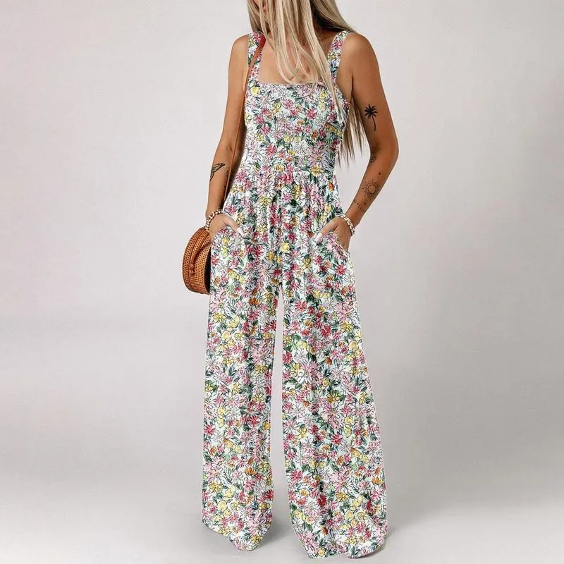 Limited Time 50% OFFWomens Casual Print Sleeveless Overalls Jumpsuits