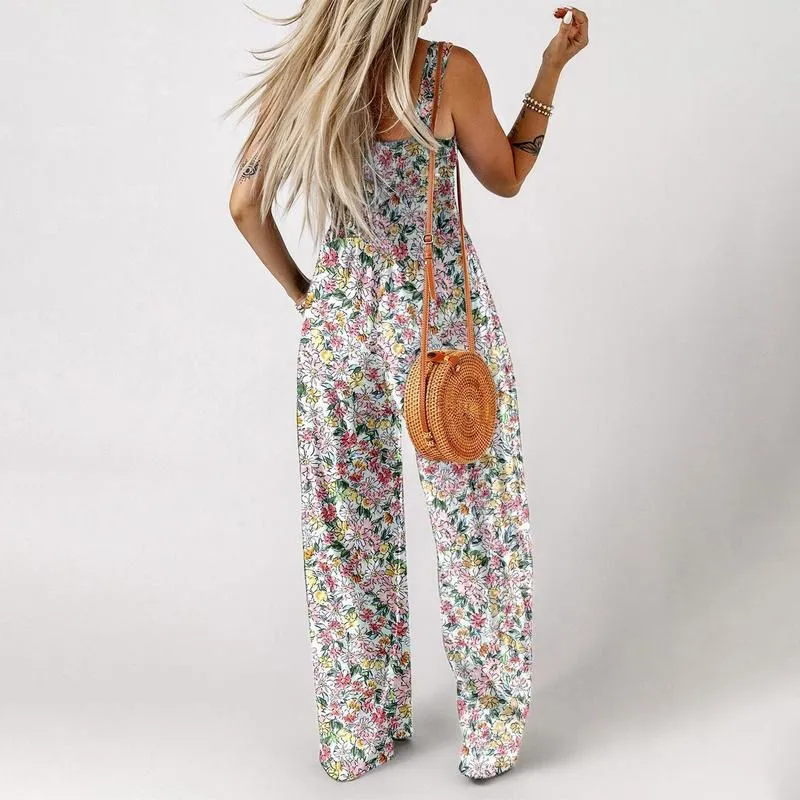 Limited Time 50% OFFWomens Casual Print Sleeveless Overalls Jumpsuits