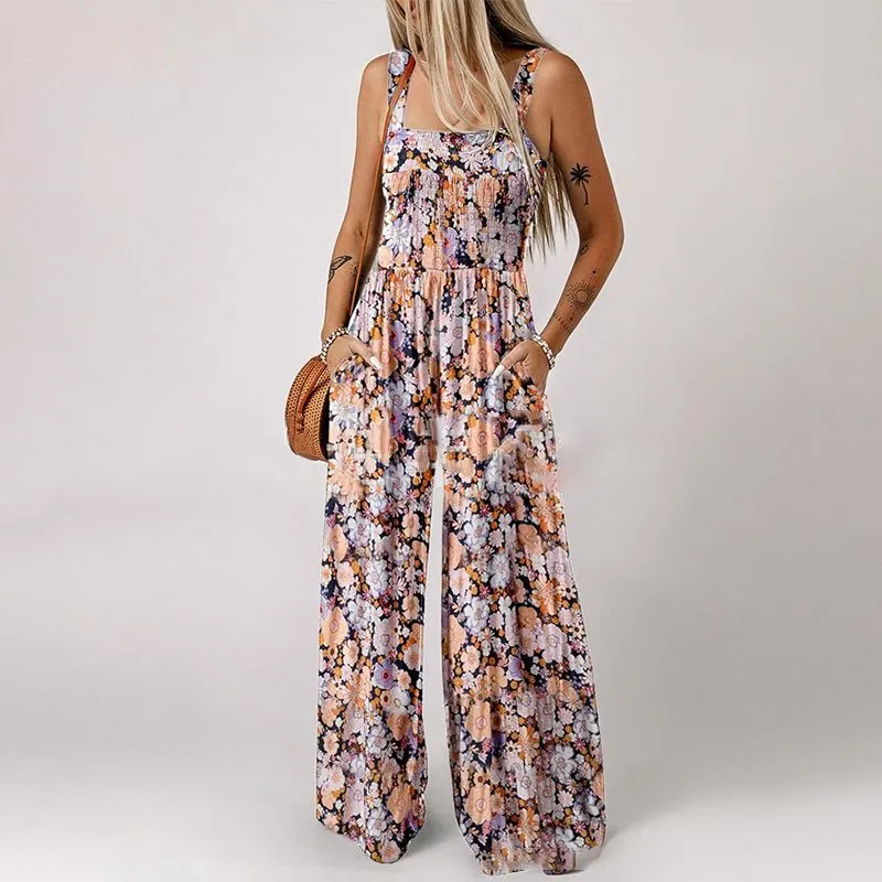 Limited Time 50% OFFWomens Casual Print Sleeveless Overalls Jumpsuits
