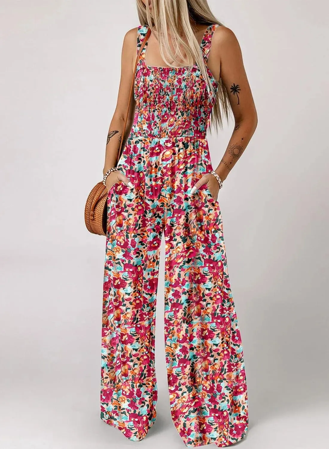 Limited Time 50% OFFWomens Casual Print Sleeveless Overalls Jumpsuits
