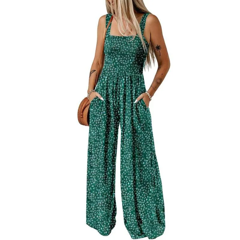 Limited Time 50% OFFWomens Casual Print Sleeveless Overalls Jumpsuits