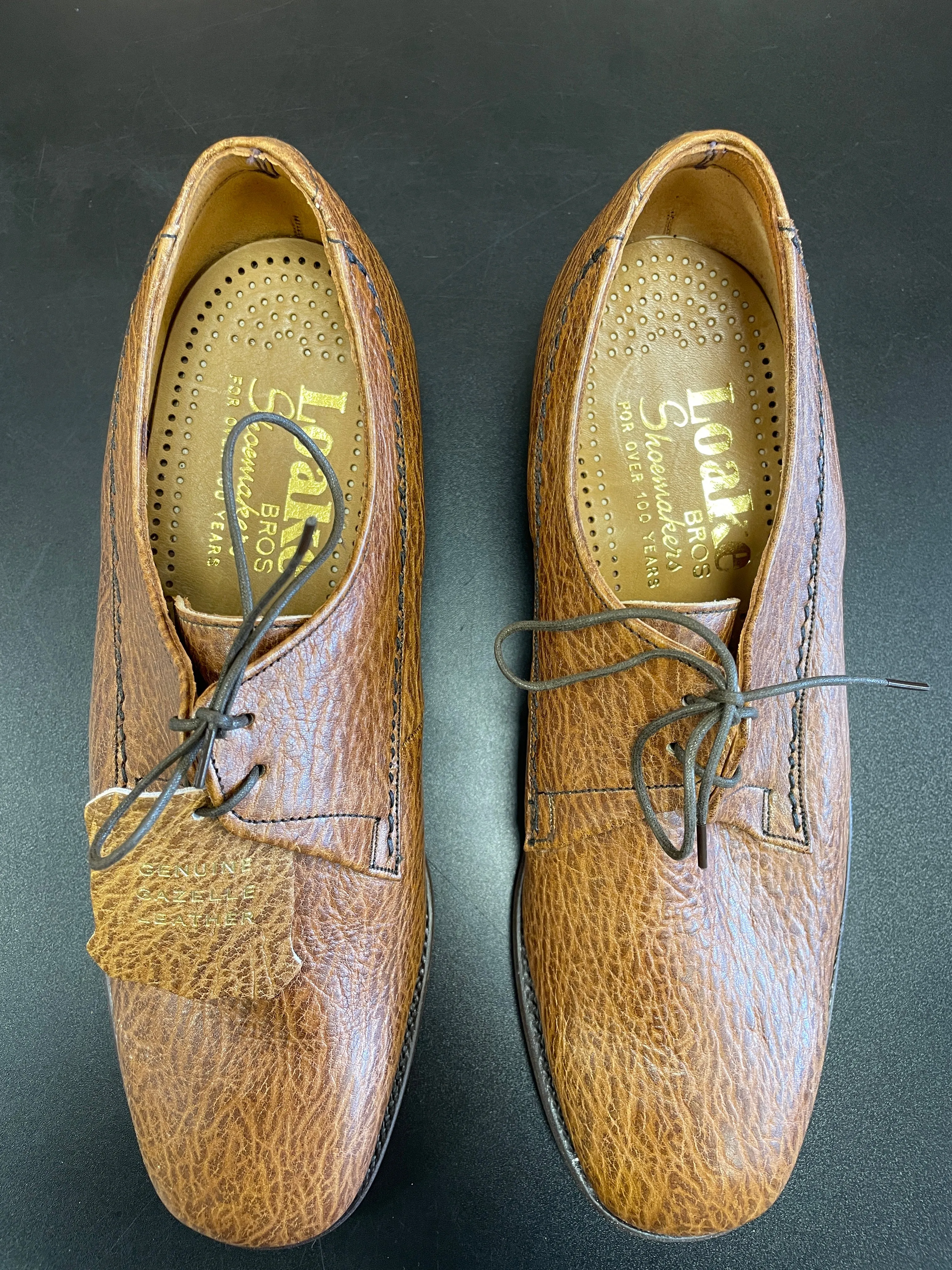 Loake Brothers New Brown Gazelle Leather Lace Up Shoes Size 8