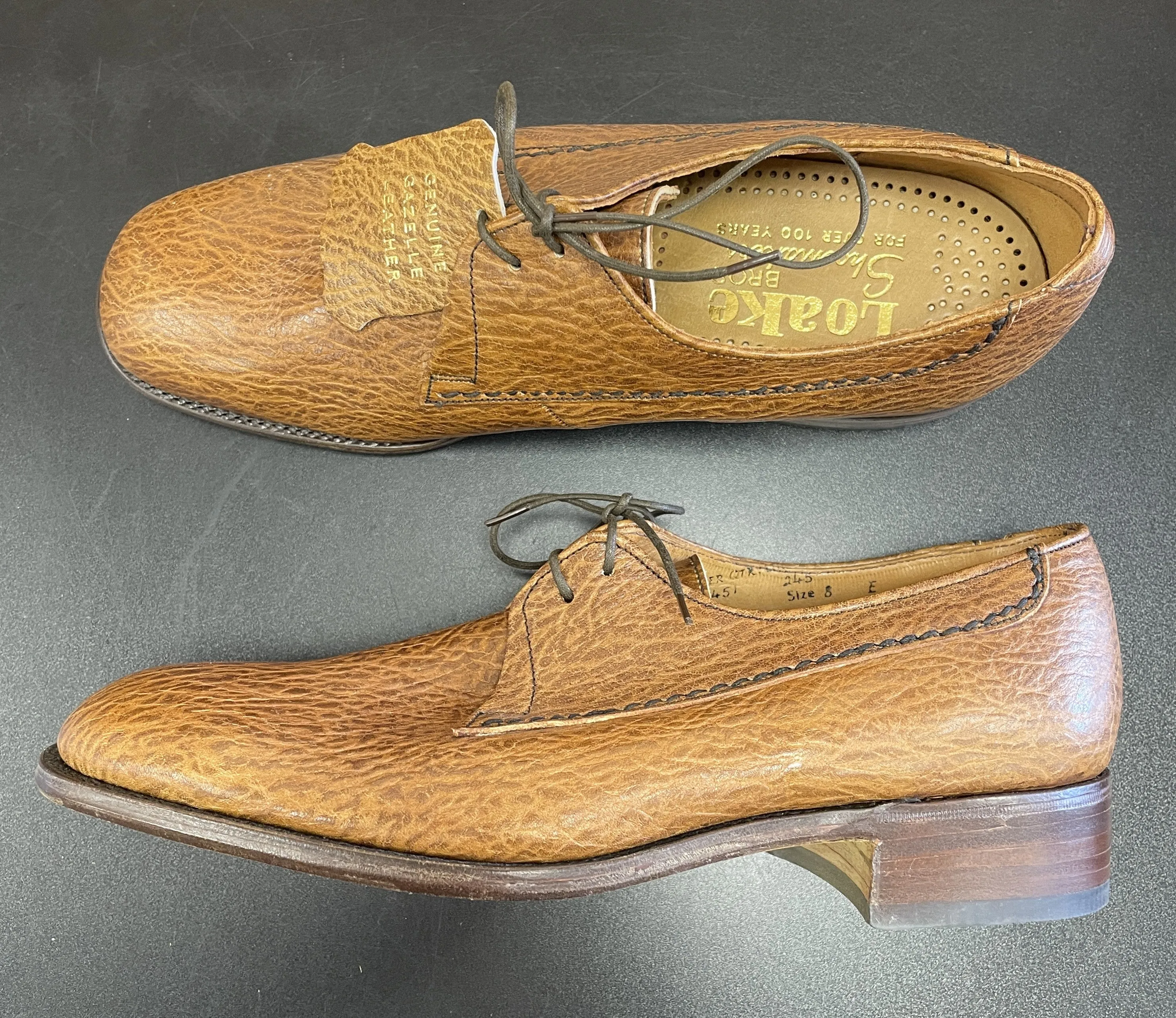 Loake Brothers New Brown Gazelle Leather Lace Up Shoes Size 8