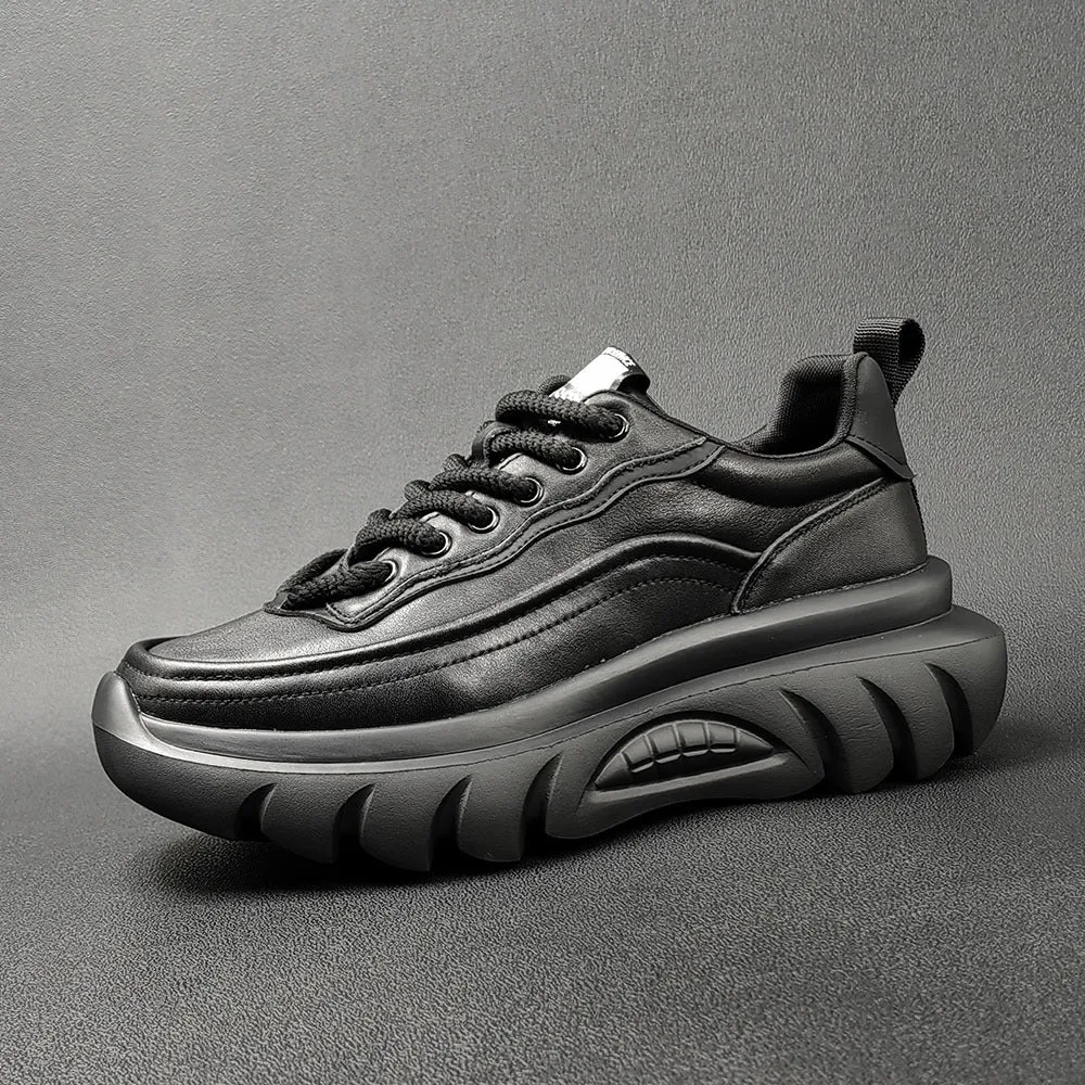Men Leather Thick Soled Casual Shoes