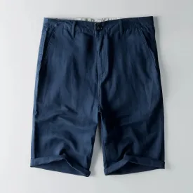 Mens Casual Shorts  Cotton Linen Blend  Relaxed Fit  Knee Length with Pockets