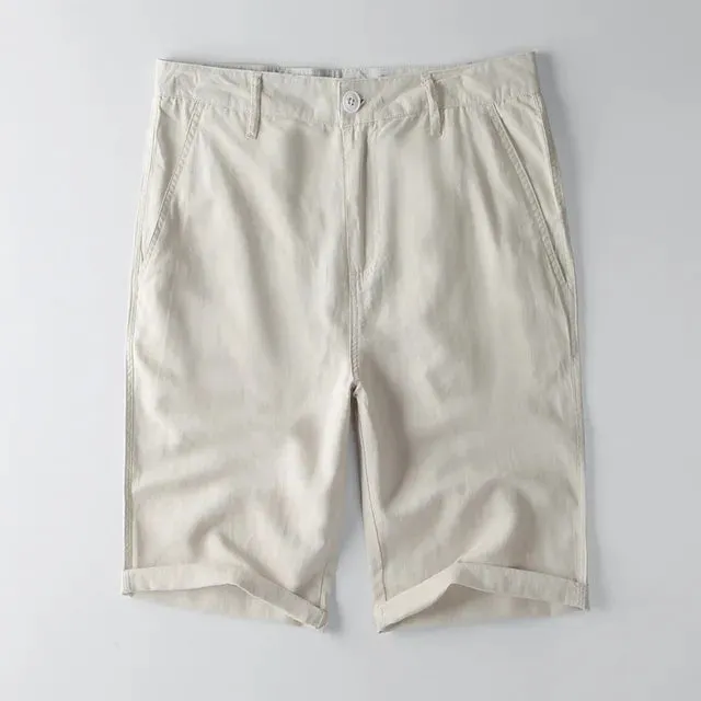 Mens Casual Shorts  Cotton Linen Blend  Relaxed Fit  Knee Length with Pockets